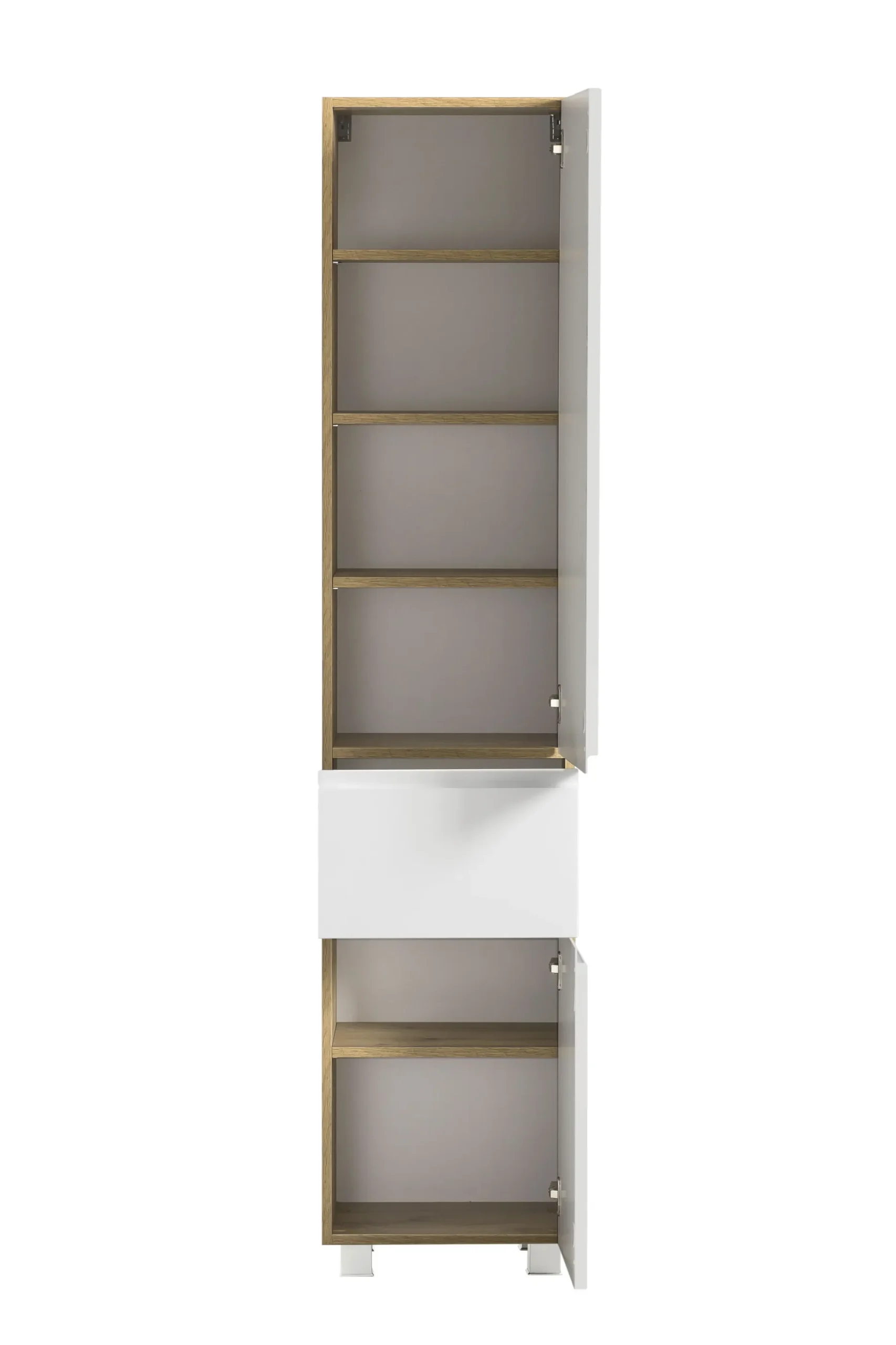 Säulenschrank Varese | 40 x 35 x 180 cm | Wotan Oak / weißes Design