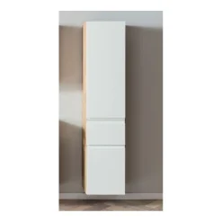 Säulenschrank Varese | 40 x 35 x 180 cm | Wotan Oak / weißes Design