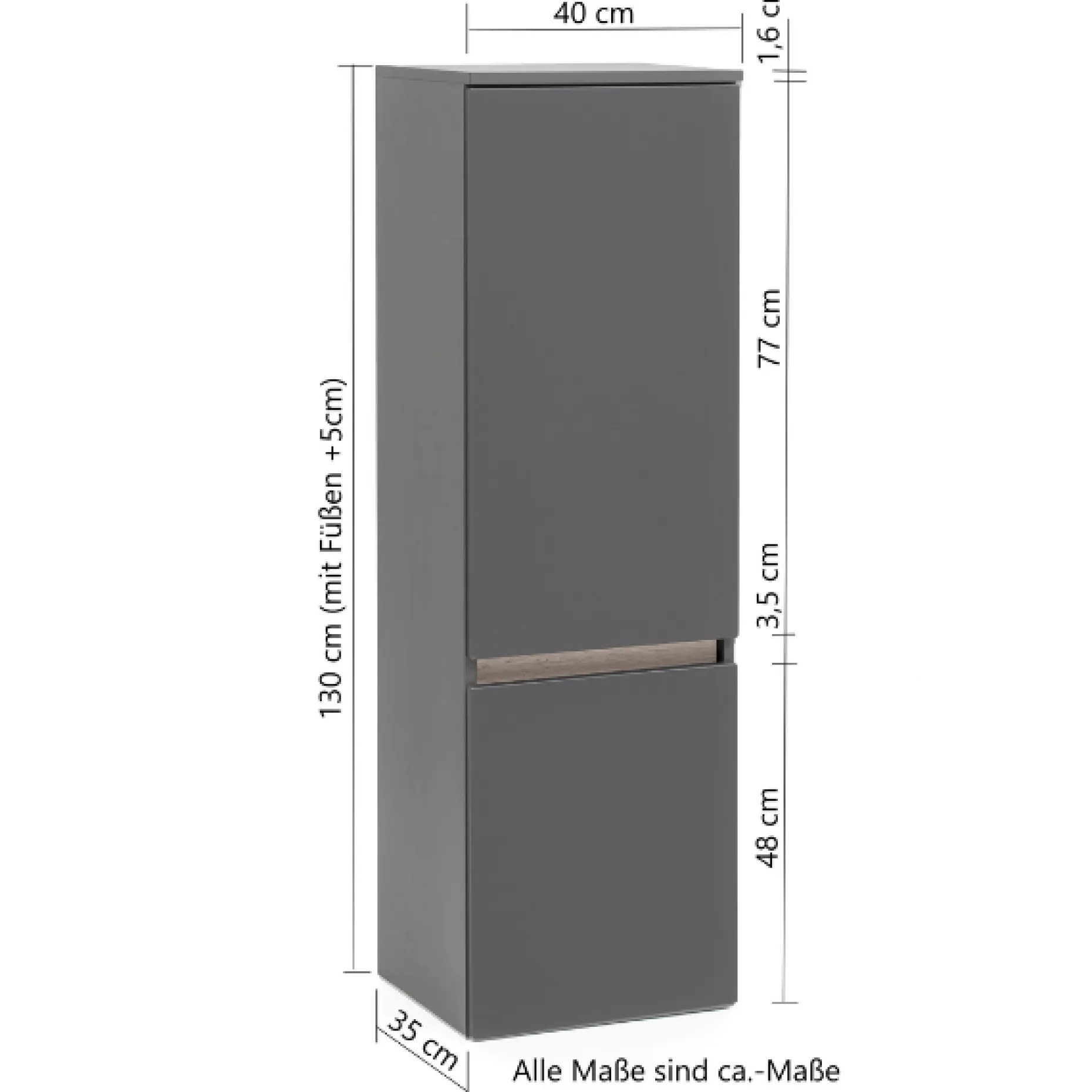 Säulenschrank Vikas 2 Türen - Eiche