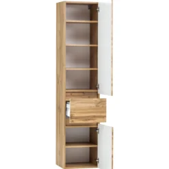 Säulenschrank Vikas 2 Türen und 1 Schublade - Eiche
