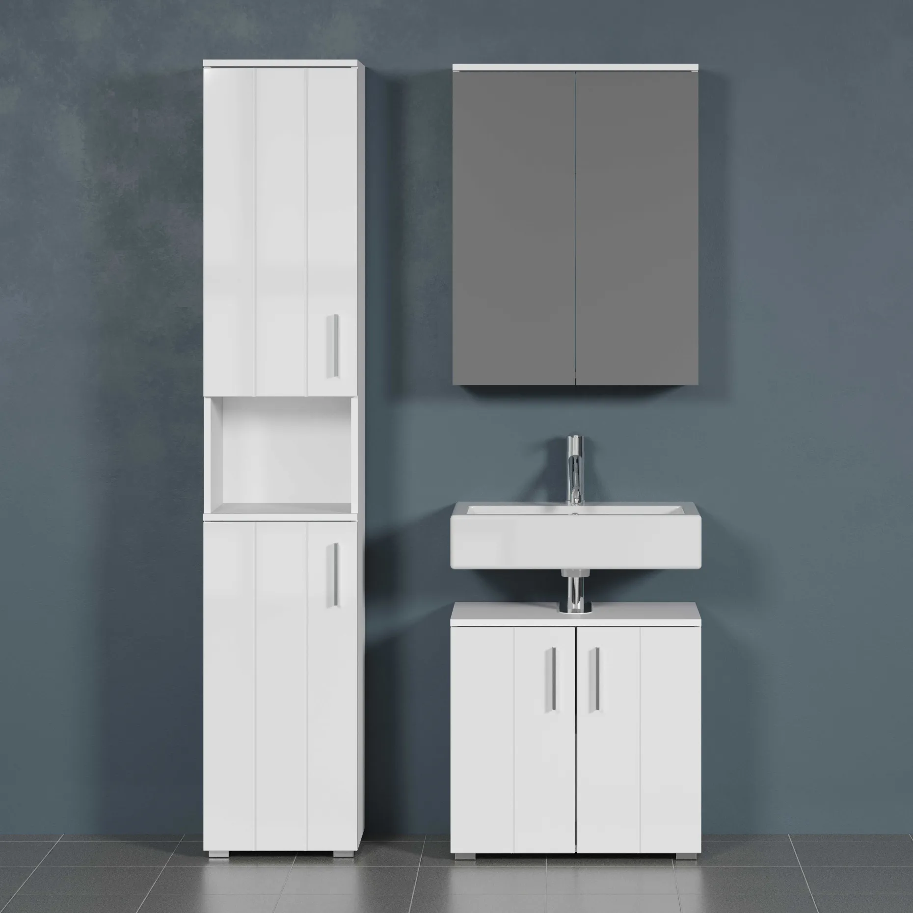 Säulenschrank Wons | 37 x 31 x 192 cm | weiß