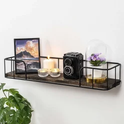 Syringa Wandregal | 100 % Fichtenholz | Schwarz, dunkler Nussbaum