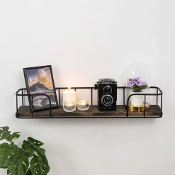 Syringa Wandregal | 100 % Fichtenholz | Schwarz, dunkler Nussbaum