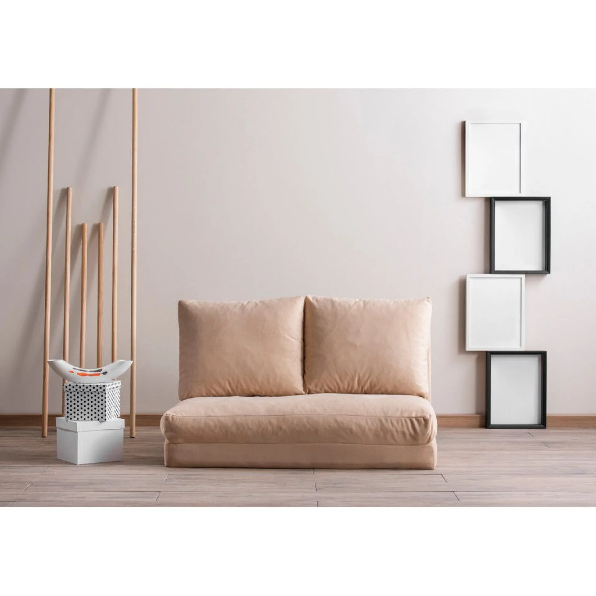 Emob Taida 2-Sitzer-Schlafsofa | Metallrahmen | Creme