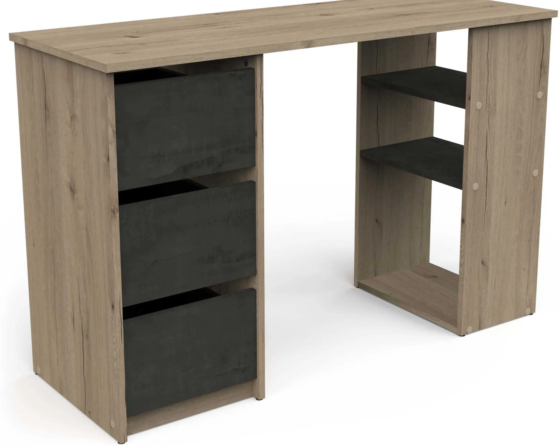 Kinder CBA Tania Schreibtisch - 113x42x73cm - mit 3 Schubladen - Eiche Dekor/schwarz
