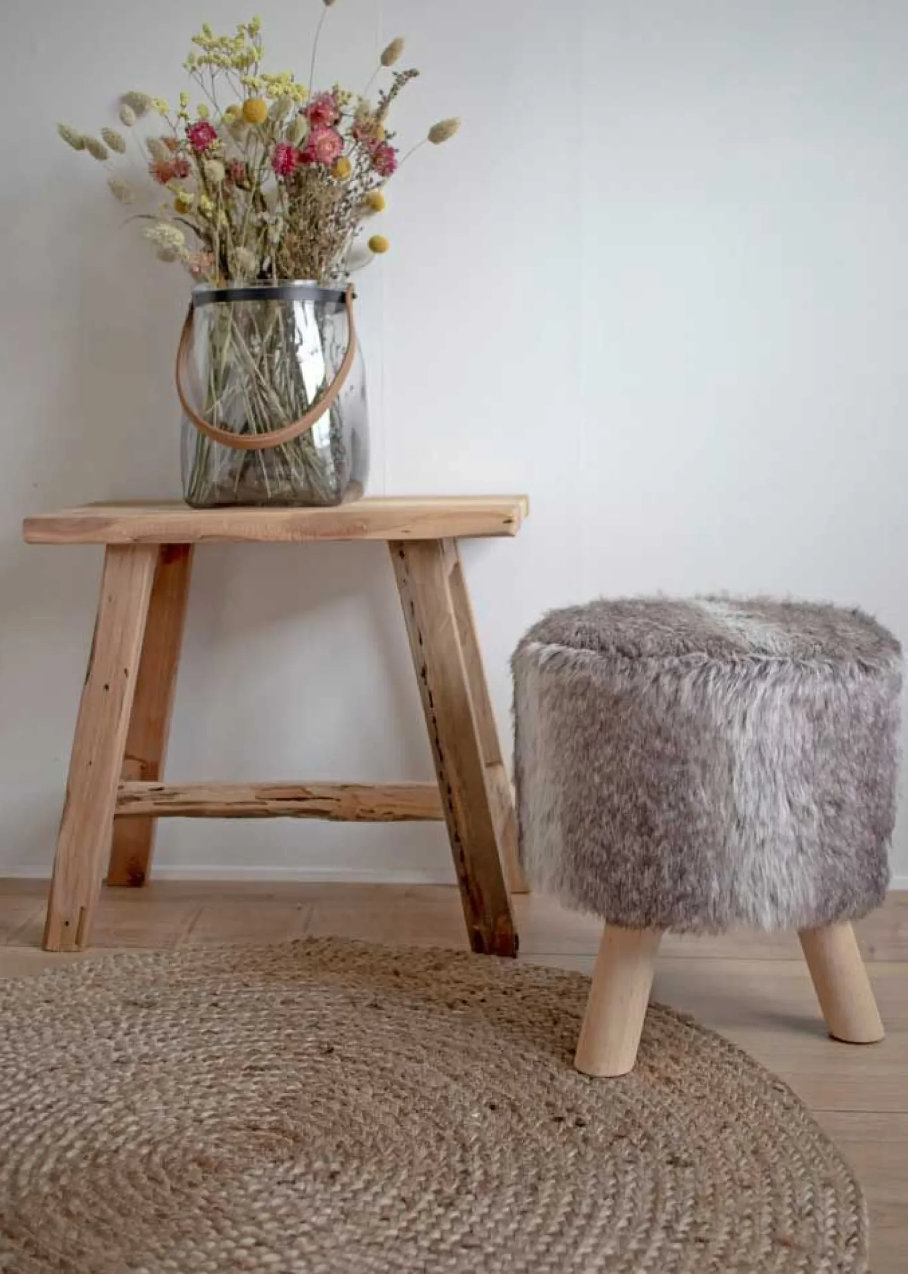 House Nordic Teakholz Barcelona Bank - Naturbelassen - 50x25x45 cm