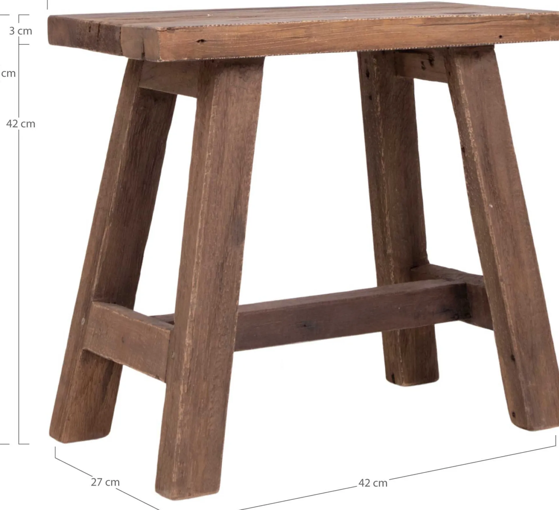 House Nordic Teakholz Barcelona Bank - Naturbelassen - 50x25x45 cm