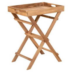 House Nordic Teakholz Tablett Tisch - Naturholz Finish, 29x39x49,5 cm