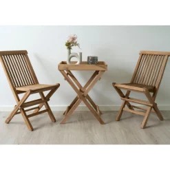House Nordic Teakholz Tablett Tisch - Naturholz Finish, 29x39x49,5 cm