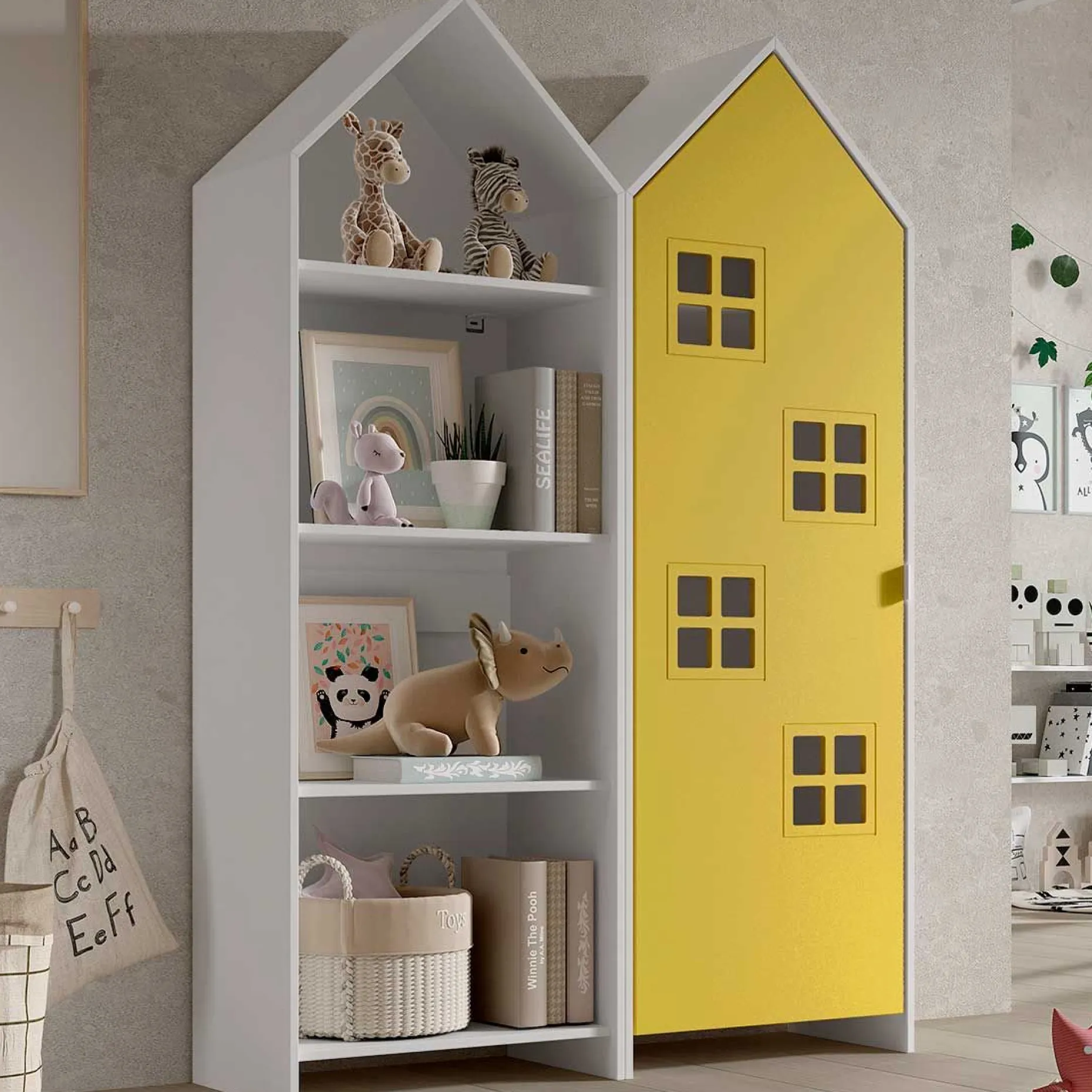 2-teiliger Kleiderschrank Casami Brügge - 115x37x172 cm - Weiß/gelb