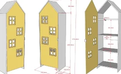 2-teiliger Kleiderschrank Casami Brügge - 115x37x172 cm - Weiß/gelb