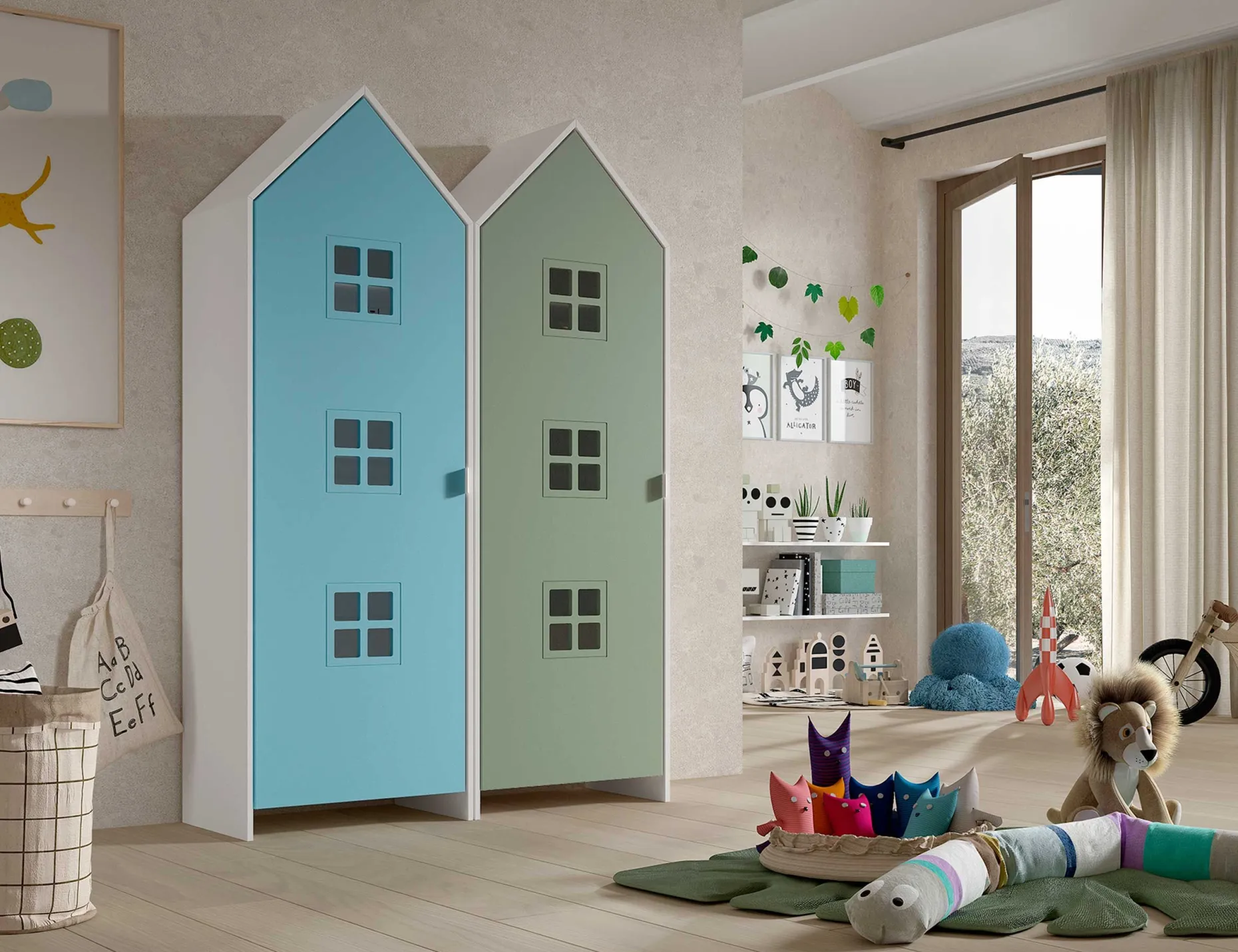 2-teiliger Kleiderschrank Casami Brügge - 115x37x172 cm - Blau/Grün