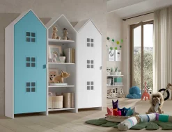 3-teiliger Kleiderschrank Casami Bruges - 173x37x172 cm - Blau/Weiß