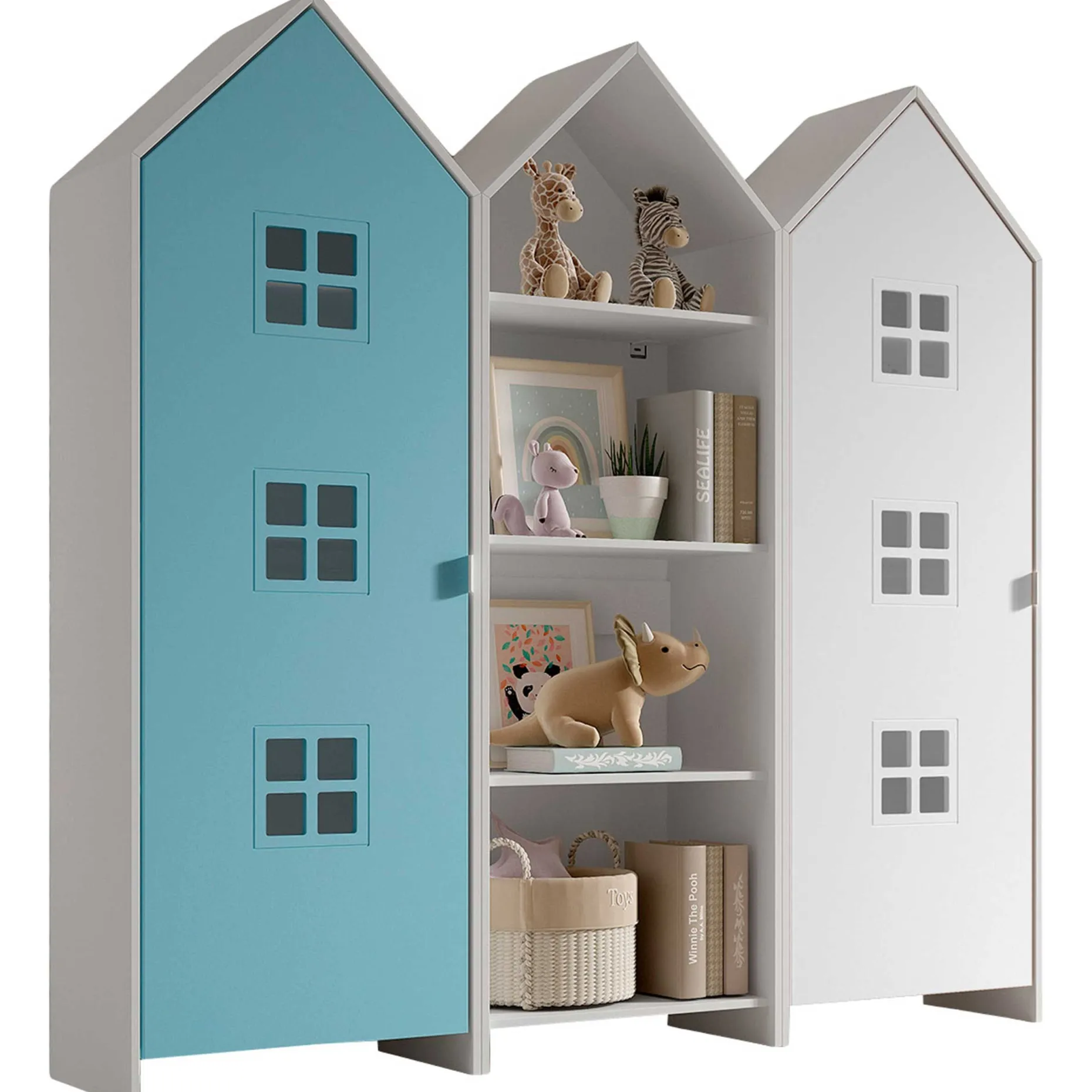 3-teiliger Kleiderschrank Casami Bruges - 173x37x172 cm - Blau/Weiß