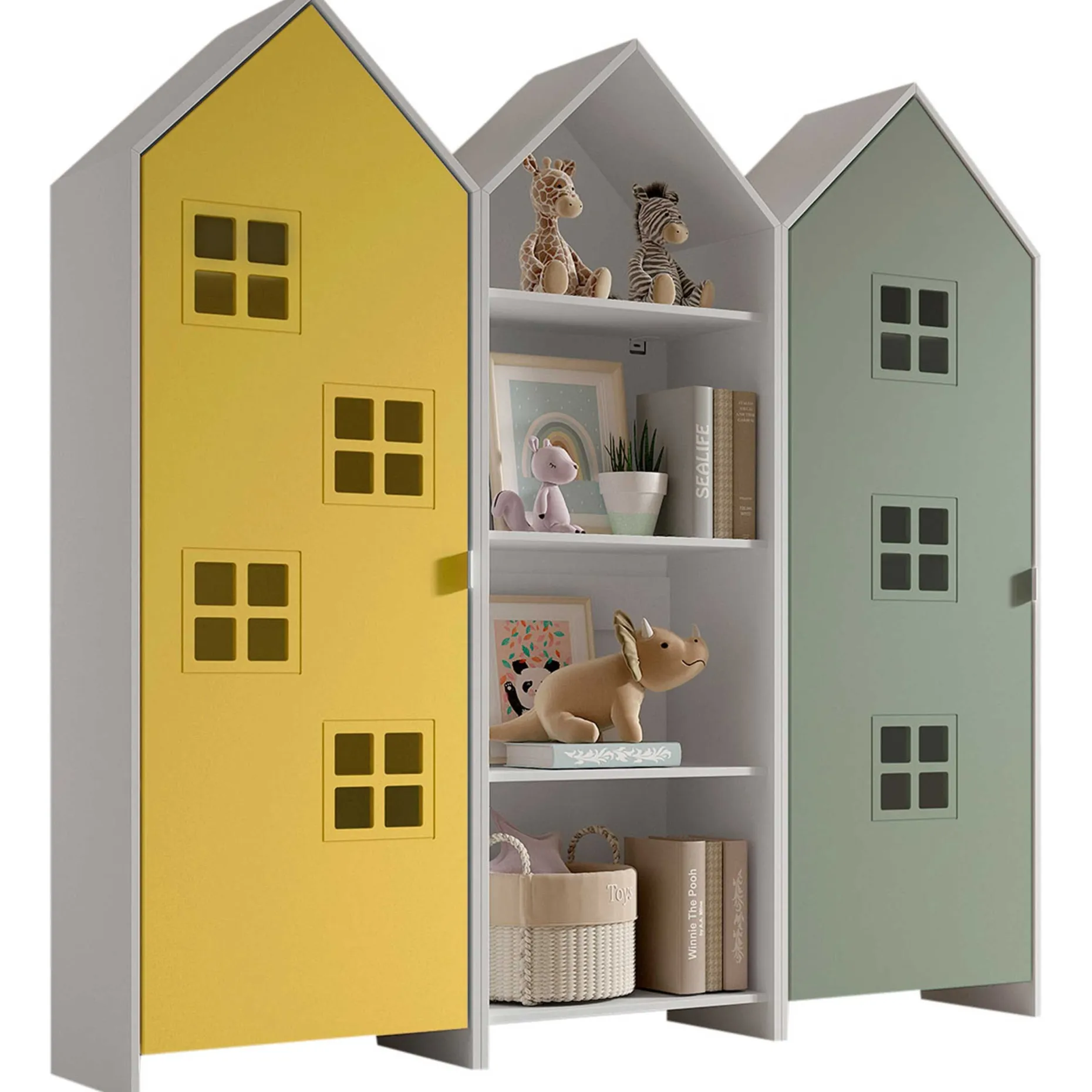 3-teiliger Kleiderschrank Casami Bruges - 173x37x172 cm - gelb/grün