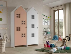 2-teiliger Kleiderschrank Casami Brügge - 115x37x172 cm - Rosa/Weiß