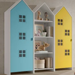 3-teiliger Kleiderschrank Casami Bruges - 173x37x172 cm - Blau/Gelb