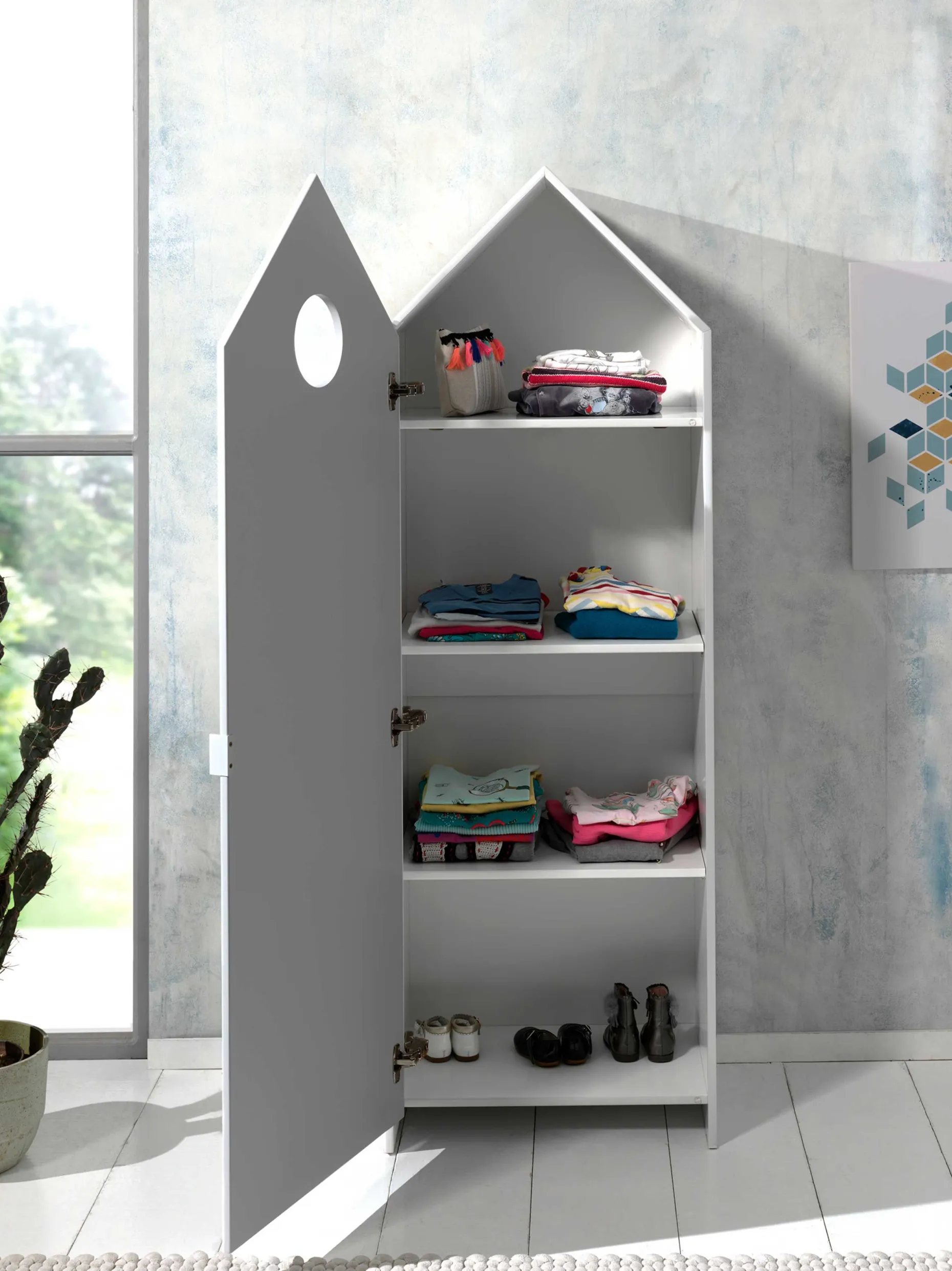 2-teiliger Kleiderschrank Casami - 115x37x172 cm - Weiß/Rosa