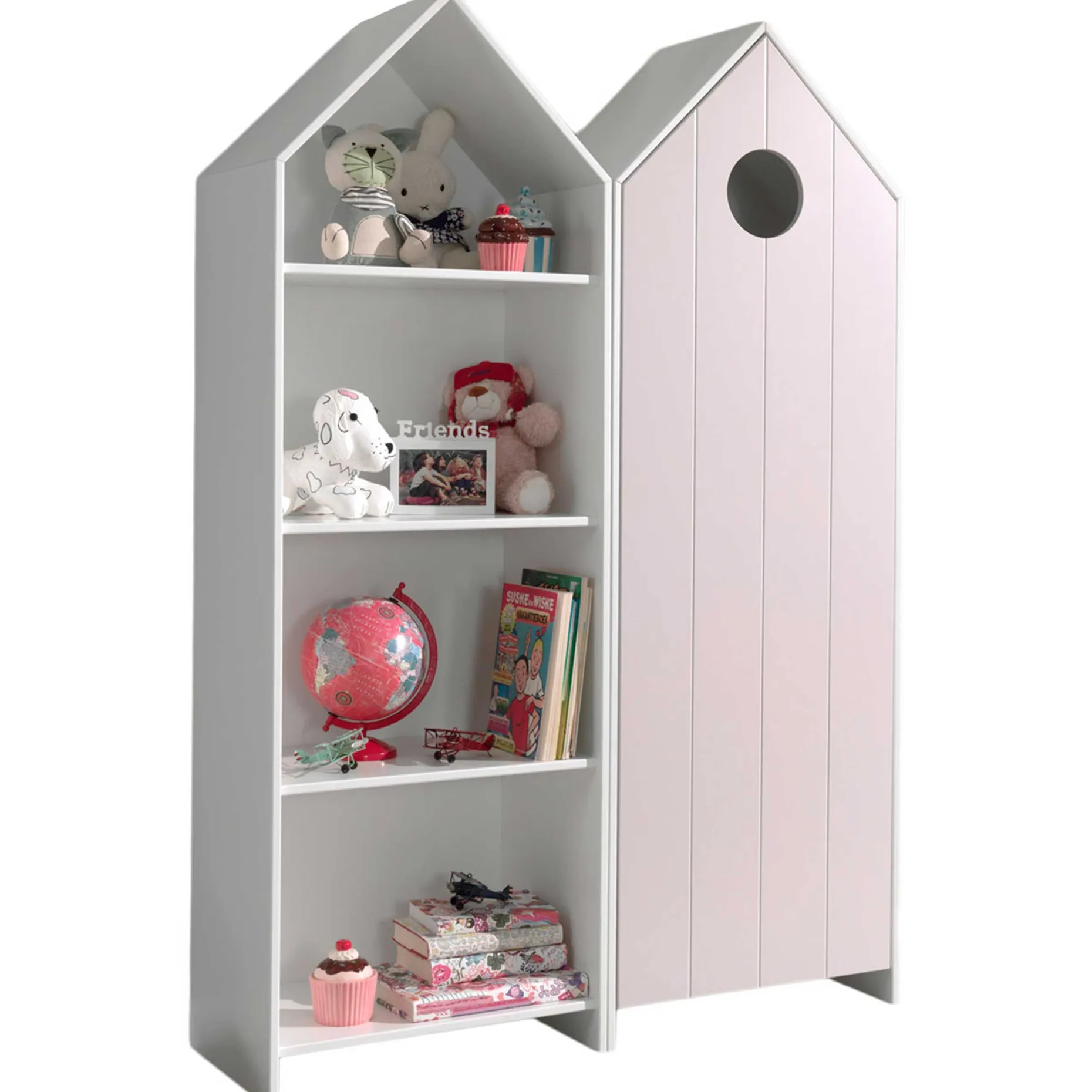 2-teiliger Kleiderschrank Casami - 115x37x172 cm - Weiß/Rosa