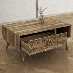 Emob Tera Home Couchtisch | Melaminbeschichtet | Walnuss | 18mm Dicke