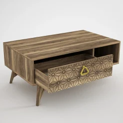 Emob Tera Home Couchtisch | Melaminbeschichtet | Walnuss | 18mm Dicke