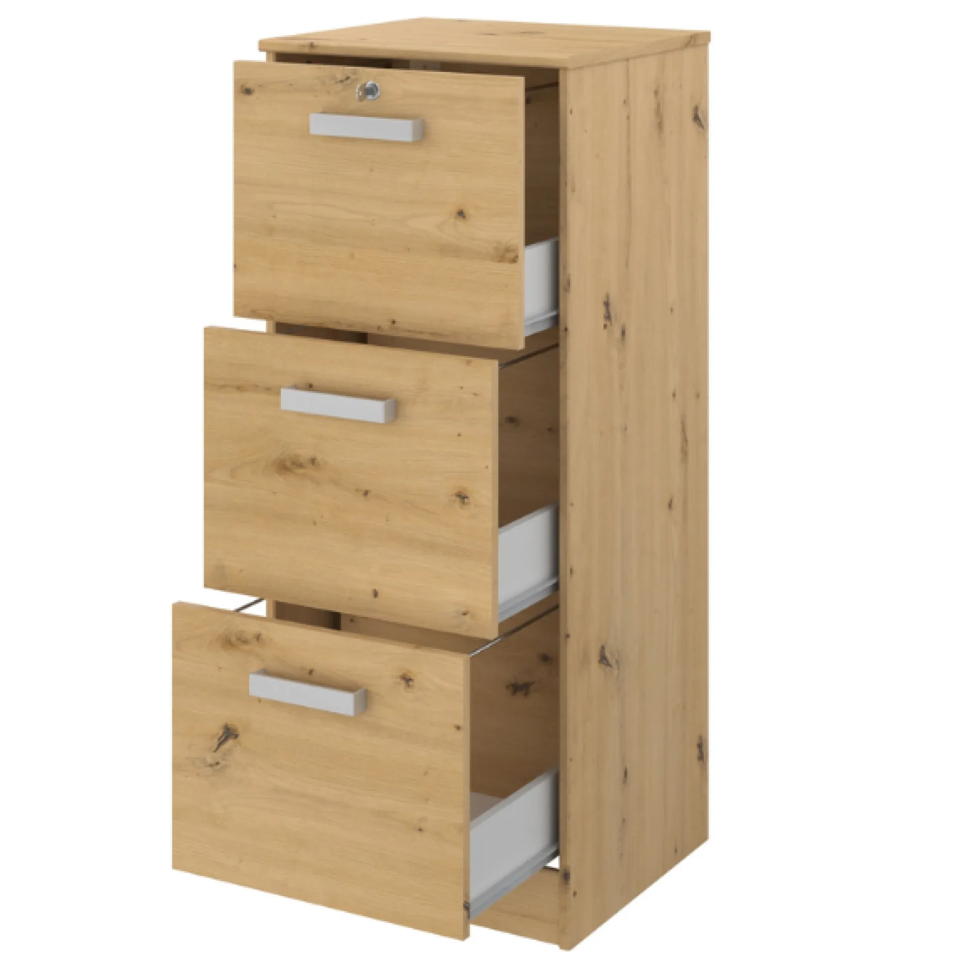 Parisot The OfficeBüro-Set : Schreibtisch 120cm, Aktenschrank, Bücherregal - Eiche Dekor