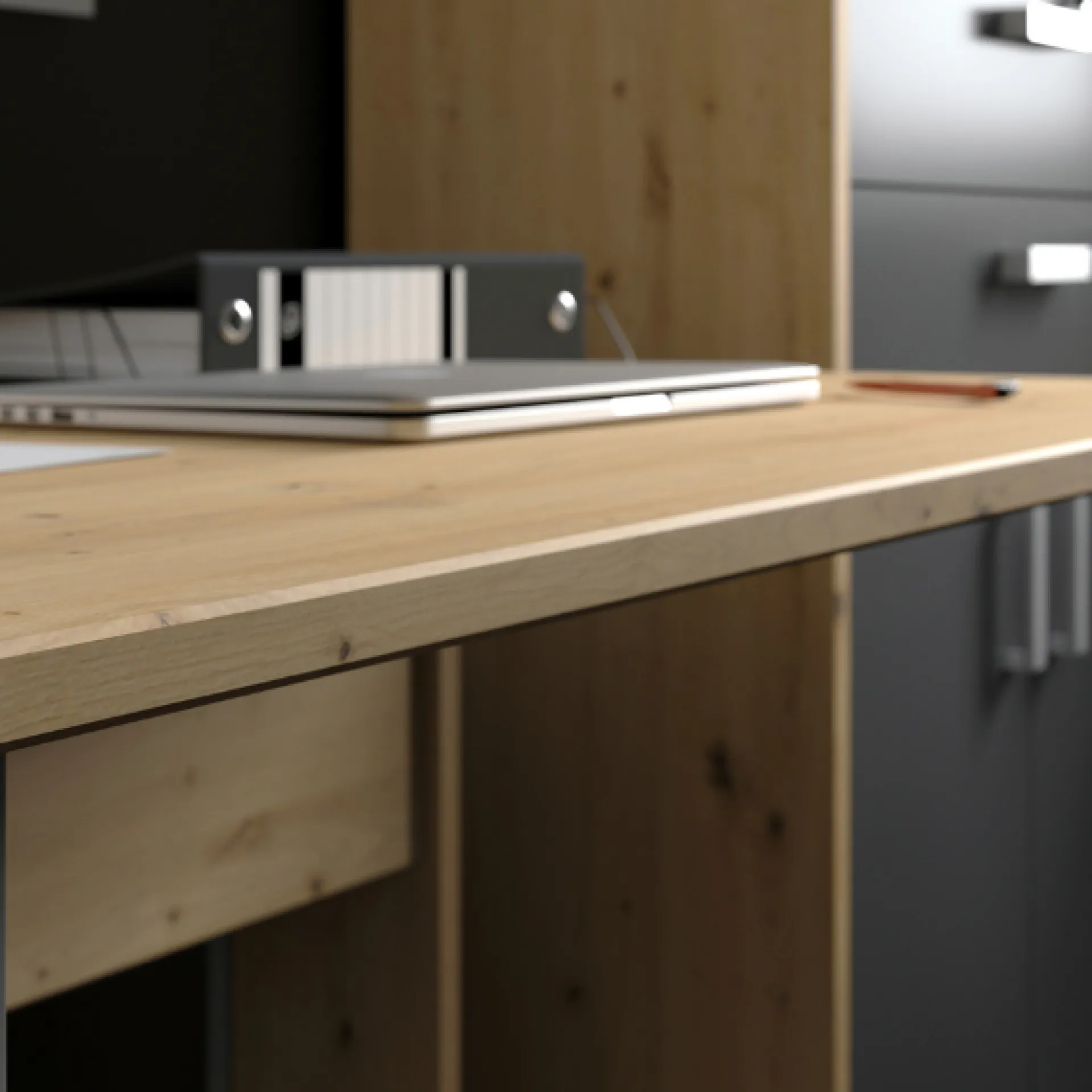 Parisot The OfficeBüro-Set : Schreibtisch 120cm, Aktenschrank, Bücherregal - Eiche Dekor