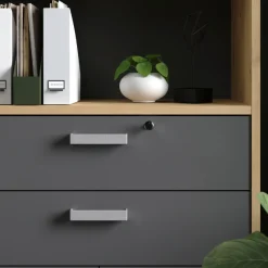Parisot The OfficeBüro-Set : Schreibtisch 120cm, Aktenschrank, Bücherregal - Eiche Dekor