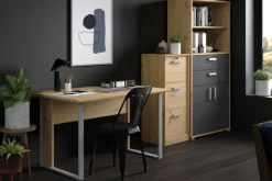 Parisot The OfficeBüro-Set : Schreibtisch 150cm, Aktenschrank, Bücherregal - Eiche Dekor