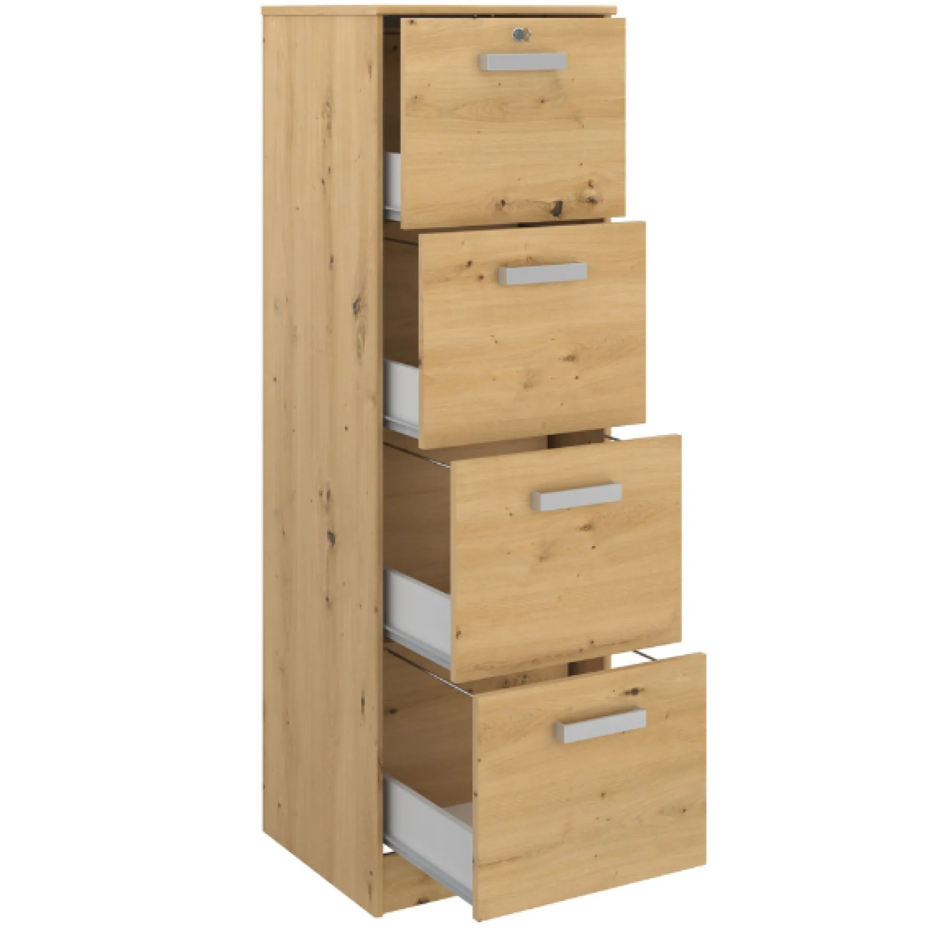 Parisot The OfficeBüro-Set : Schreibtisch 150cm, Aktenschrank, Bücherregal - Eiche Dekor