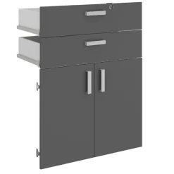 Parisot The OfficeBüro-Set : Schreibtisch 150cm, Schubladenschrank, Bücherregale, Aktenschränke - Eiche Dekor
