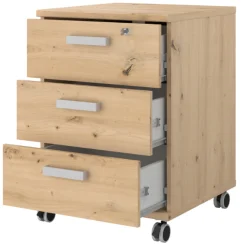 Parisot The OfficeBüro-Set : Schreibtisch 150cm, Schubladenschrank, Bücherregale, Aktenschränke - Eiche Dekor
