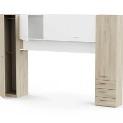 TidelleBrückenschrank - Mattweiß/Eiche Dekor