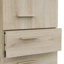 TidelleBrückenschrank - Mattweiß/Eiche Dekor