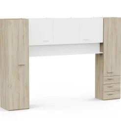 TidelleBrückenschrank - Mattweiß/Eiche Dekor