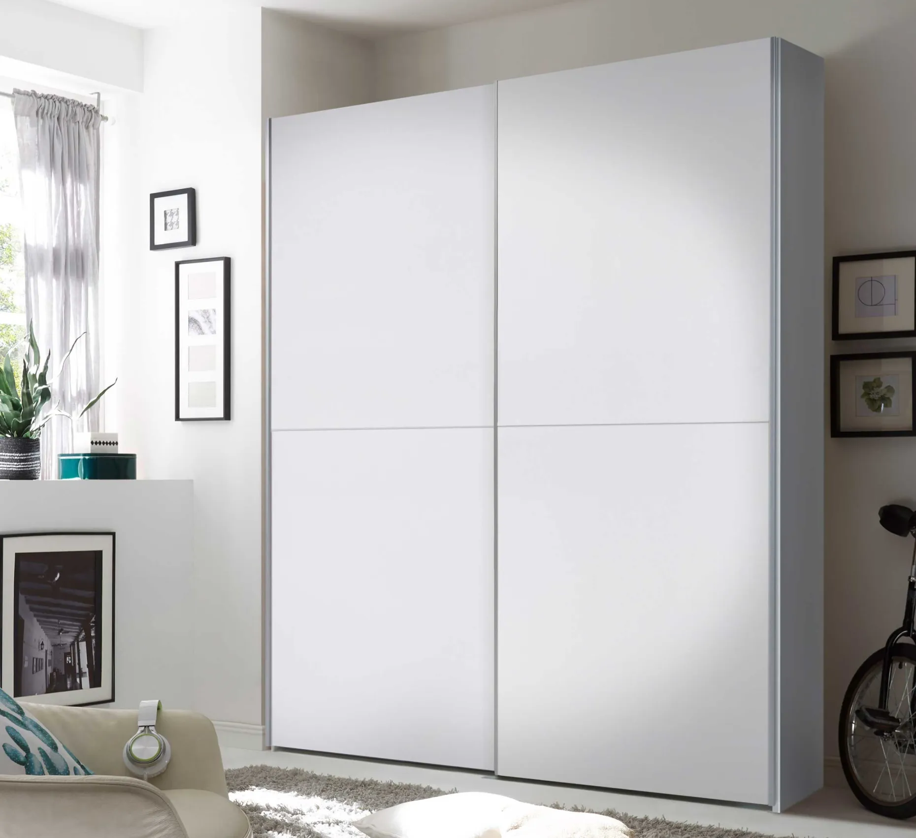 Tiempo Kleiderschrank 170x59x195cm mit zwei Türen - weiß