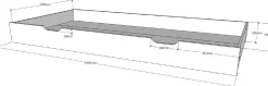 TipiBett mit Reling 90x200cm - mit Lattenrost und Bettkasten - Kiefer massiv - weiß