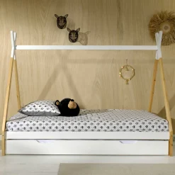 Tipi-Bett 90 x 200cm mit Bettkasten - weiß