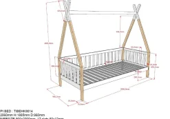 Tipi Bett 90 x 200cm mit rahmen Massivholz - Kieferholz/weiß