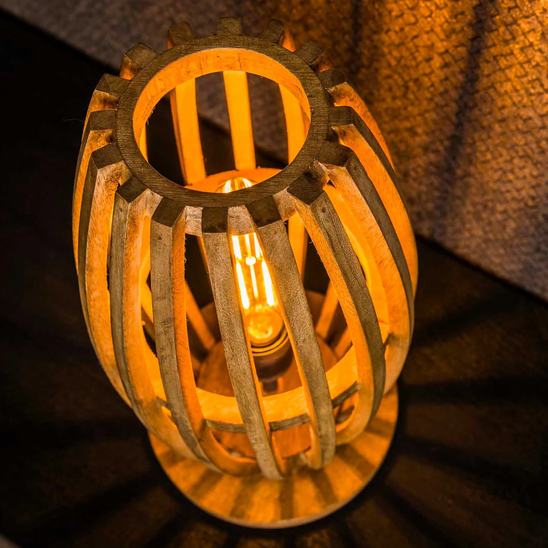 Emob Tischlampe Vivian - 20x20x38 cm - Mangoholz/
