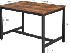 Vasagle Tisch Miles 120x75 industrial - braun/schwarz
