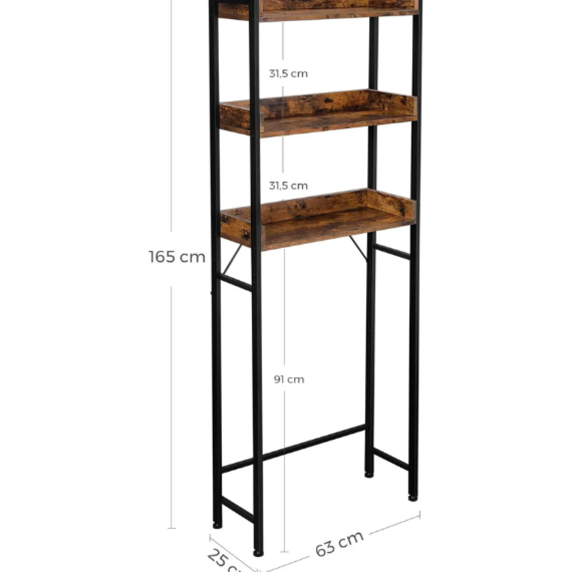 Toilettenschrank Atlanta | 63 x 25 x 165 cm | Braun-schwarz