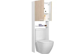 Toiletten- und Waschmaschinenschrank Wessel - Eiche/Weiß