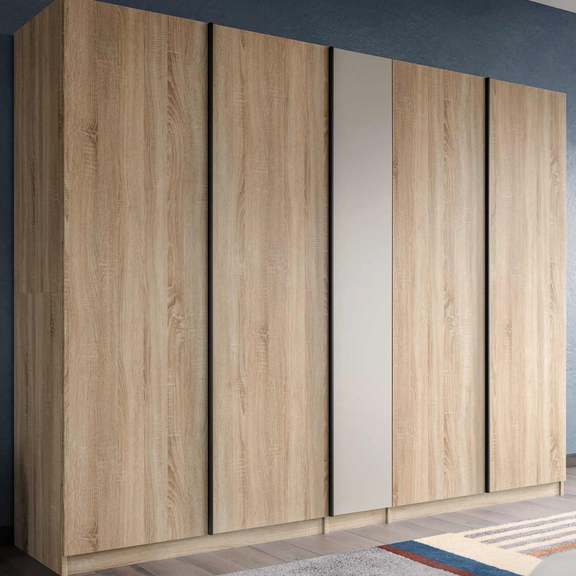 5-türiger Kleiderschrank Oakland Xonox Sonoma Eiche 230x183x53 cm
