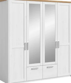 4-türiger Kleiderschrank Verona Xonox - sibiu-lärchenfarbene Oberfläche - 188x200x61 cm - Weiß