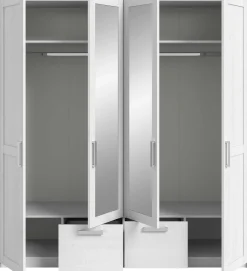 4-türiger Kleiderschrank Verona Xonox - sibiu-lärchenfarbene Oberfläche - 188x200x61 cm - Weiß