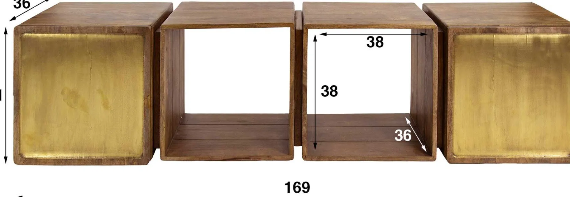 2-türiges Mango-Sideboard und TV-Schrank aus Messing