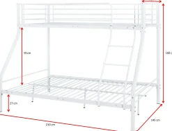 Trixie Etagenbett 90x200 und 140x200 - Metall - matt weiß