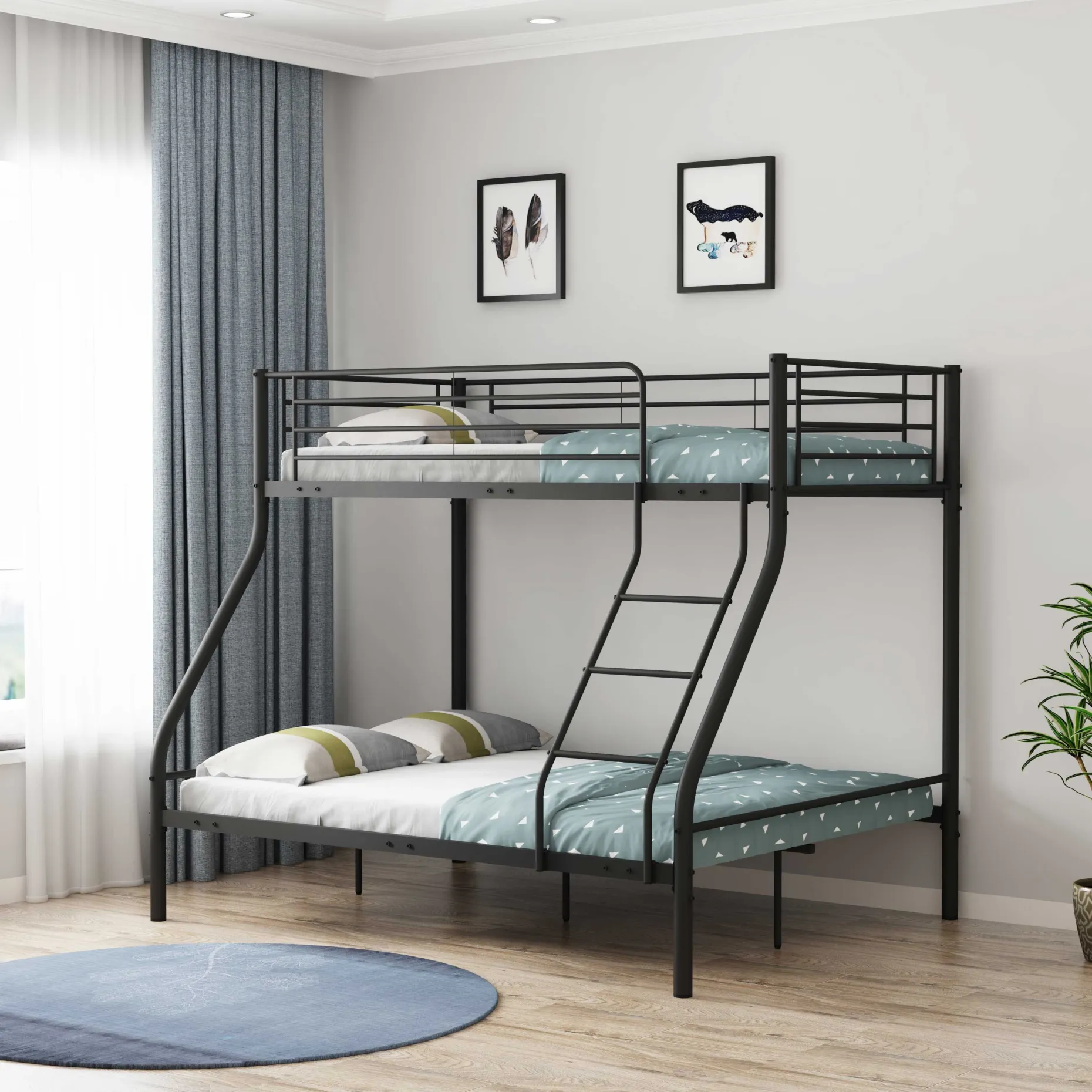 Trixie Etagenbett 90x200 und 140x200 - Metall - mattschwarz