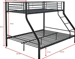Trixie Etagenbett 90x200 und 140x200 - Metall - mattschwarz